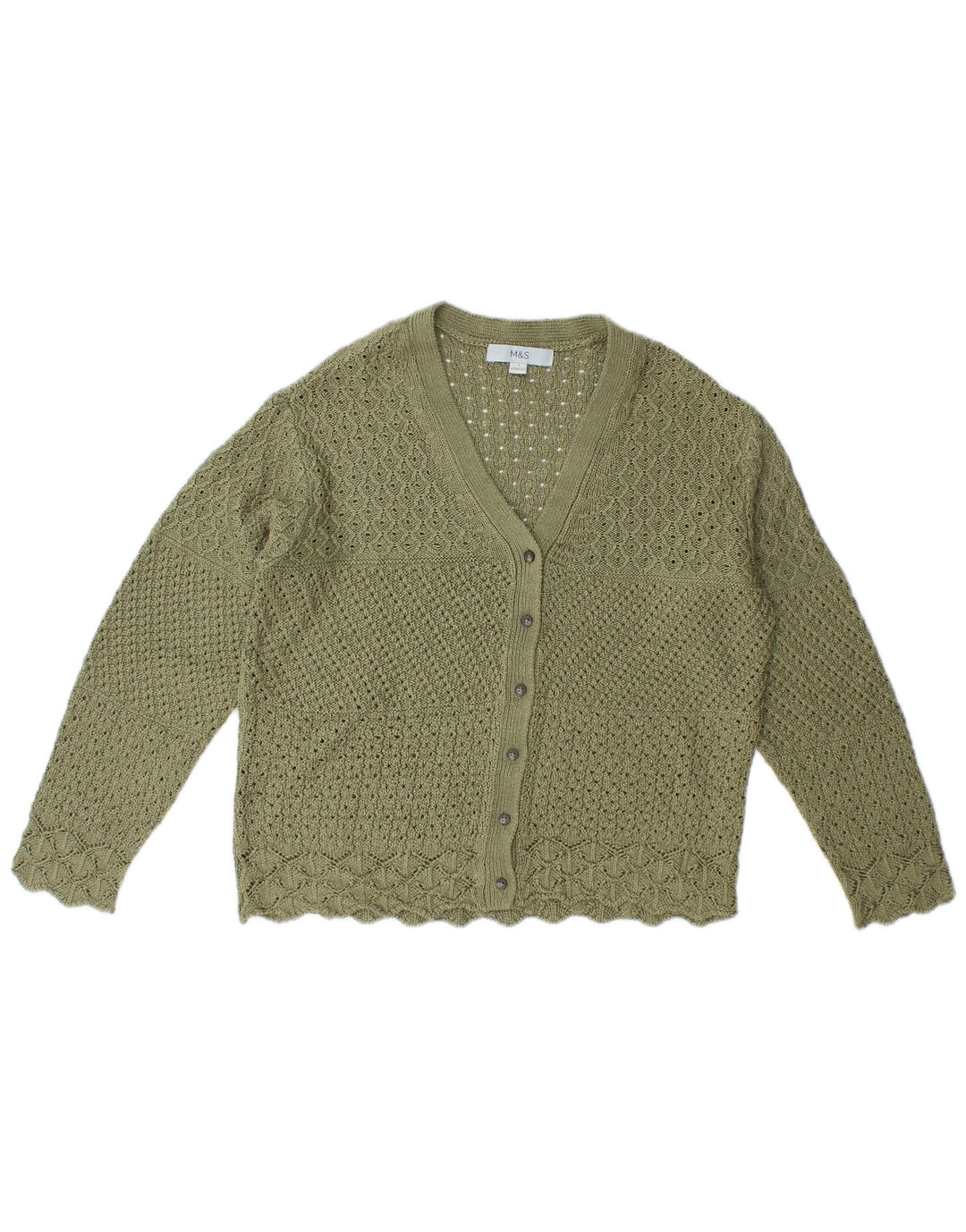 Maglione cardigan oversize da donna Marks & Spencer UK 10 piccolo verde