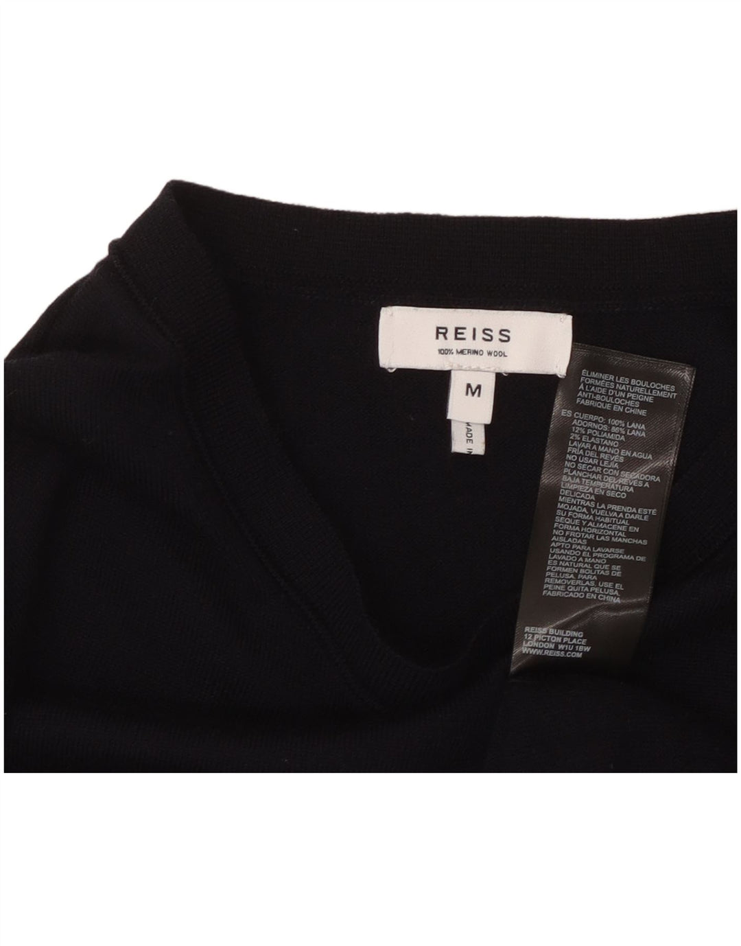 REISS Maglione da donna con scollo a barchetta UK 12 Lana medio blu navy