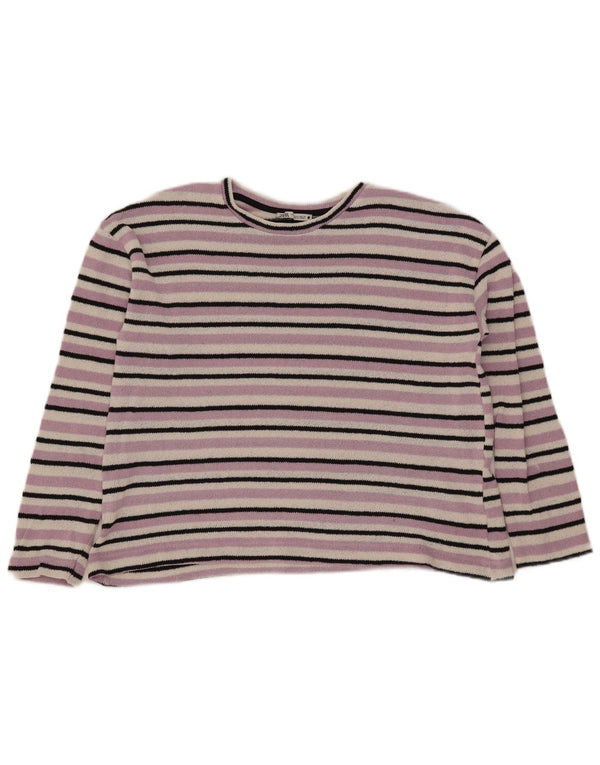 Maglione corto con scollo a barca da donna Zara UK 10 piccolo a righe viola