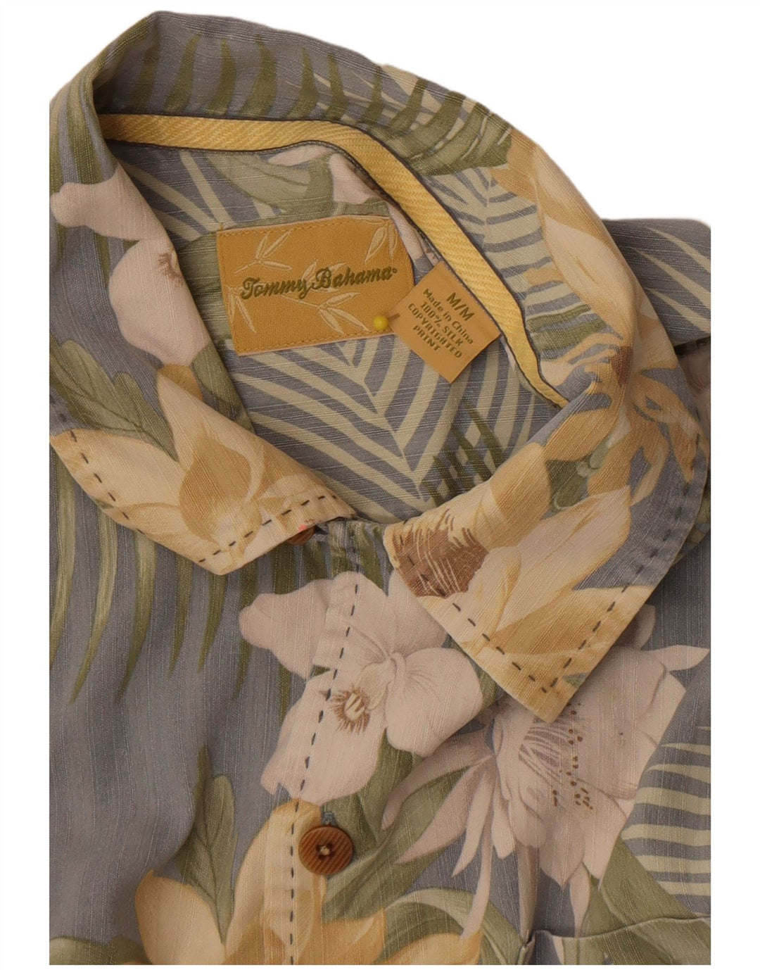 Camicia a maniche corte da uomo Tommy Bahama in cotone floreale grigio medio