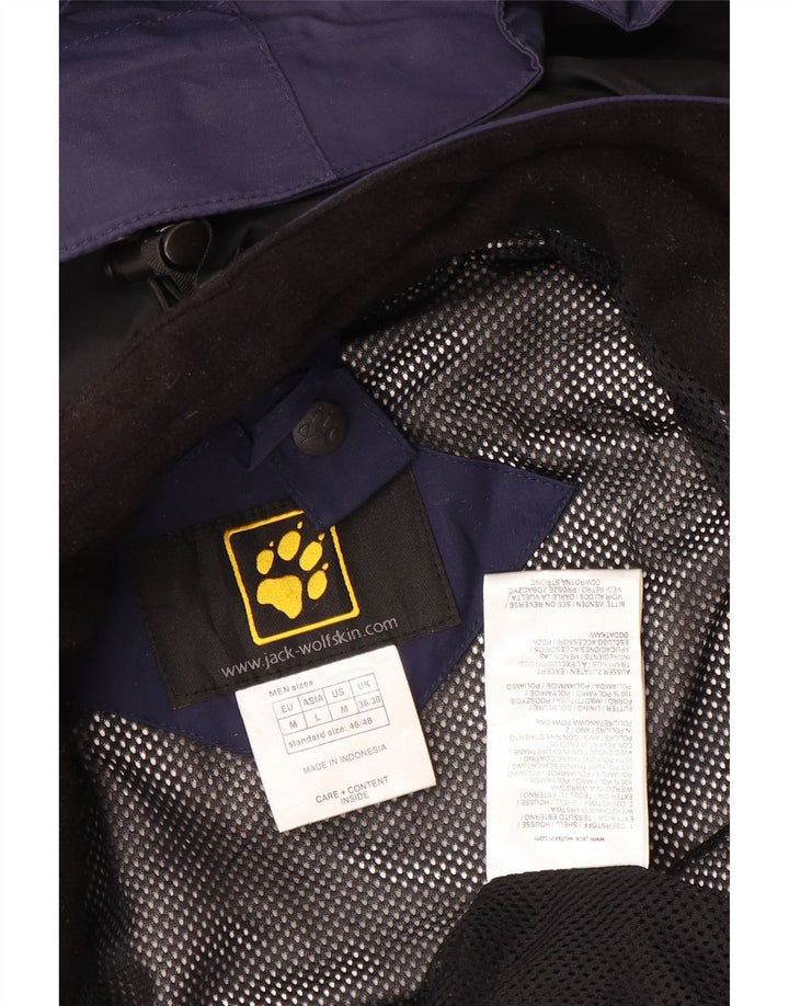 JACK WOLFSKIN Giacca antipioggia da uomo UK 36/38 Medium Blu Navy Colorblock