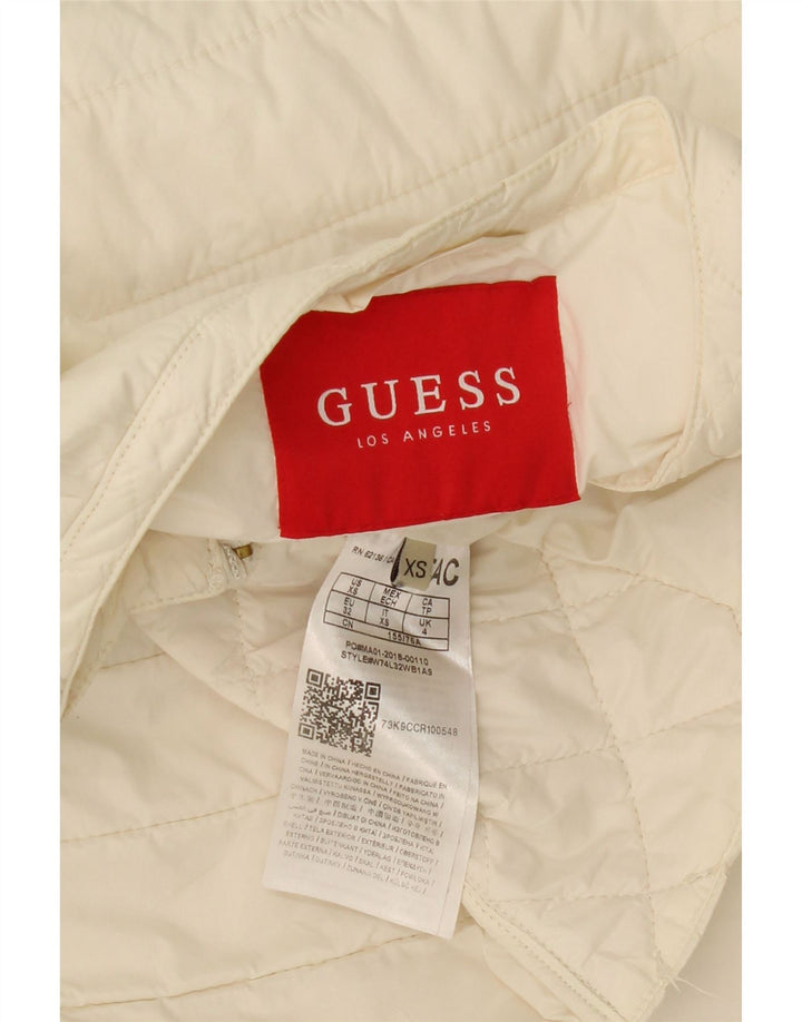 GUESS Womens Padded Jacket UK 4 XS Off White Nylon Vintage Guess and Second-Hand Guess from Messina Hembry 