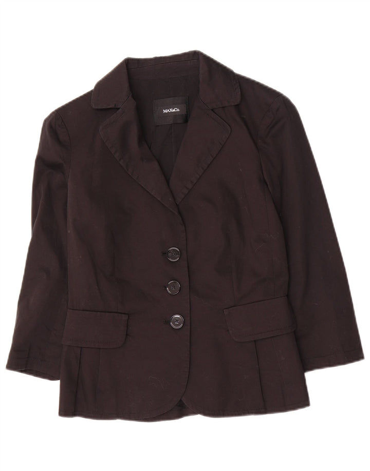 Max&Co. Giacca blazer da donna a 3 bottoni con maniche a 3/4 UK 6 XS cotone nero