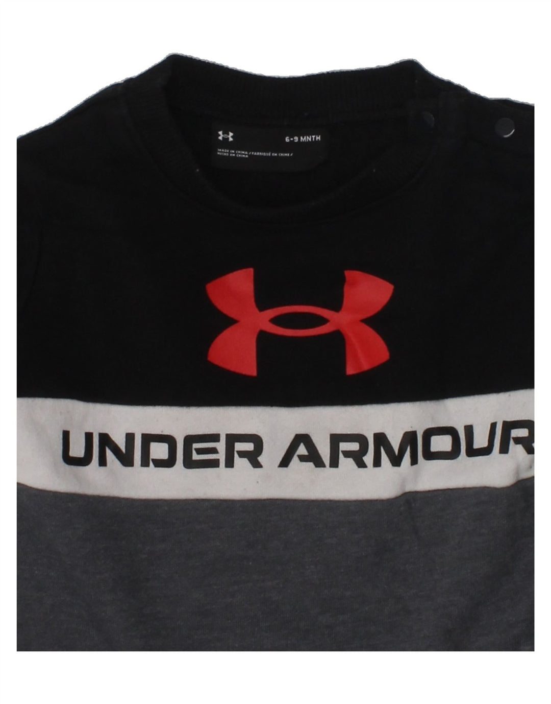 UNDER ARMOUR Baby Boys Graphic Sweatshirt Jumper 6-9 Months Grey Vintage Under Armour and Second-Hand Under Armour from Messina Hembry 