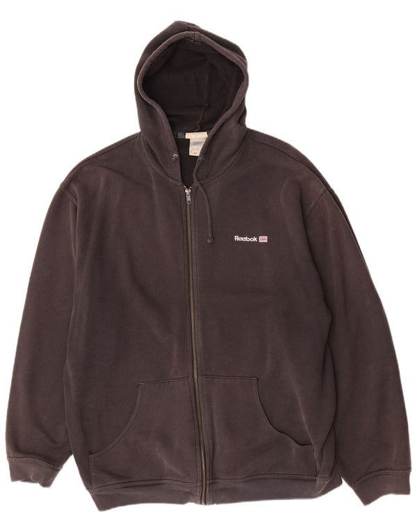Maglione con cappuccio e zip da uomo Reebok grande in cotone grigio