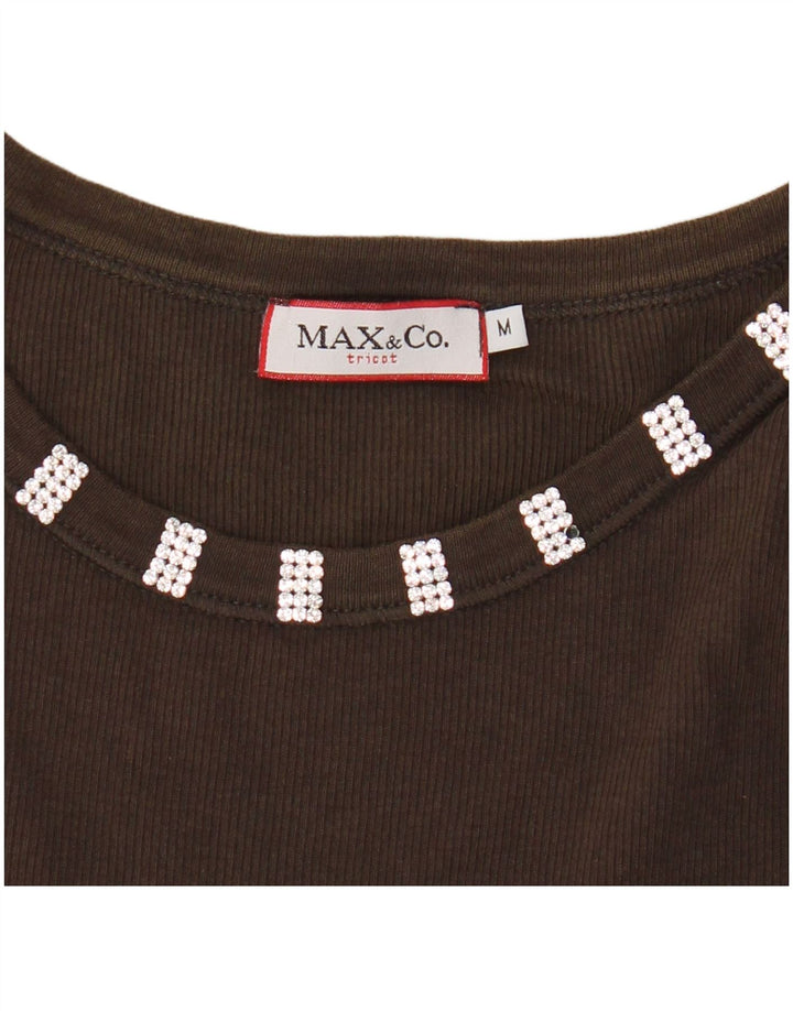 Max & Co. Canotta corta in tricot da donna UK 12 Marrone medio