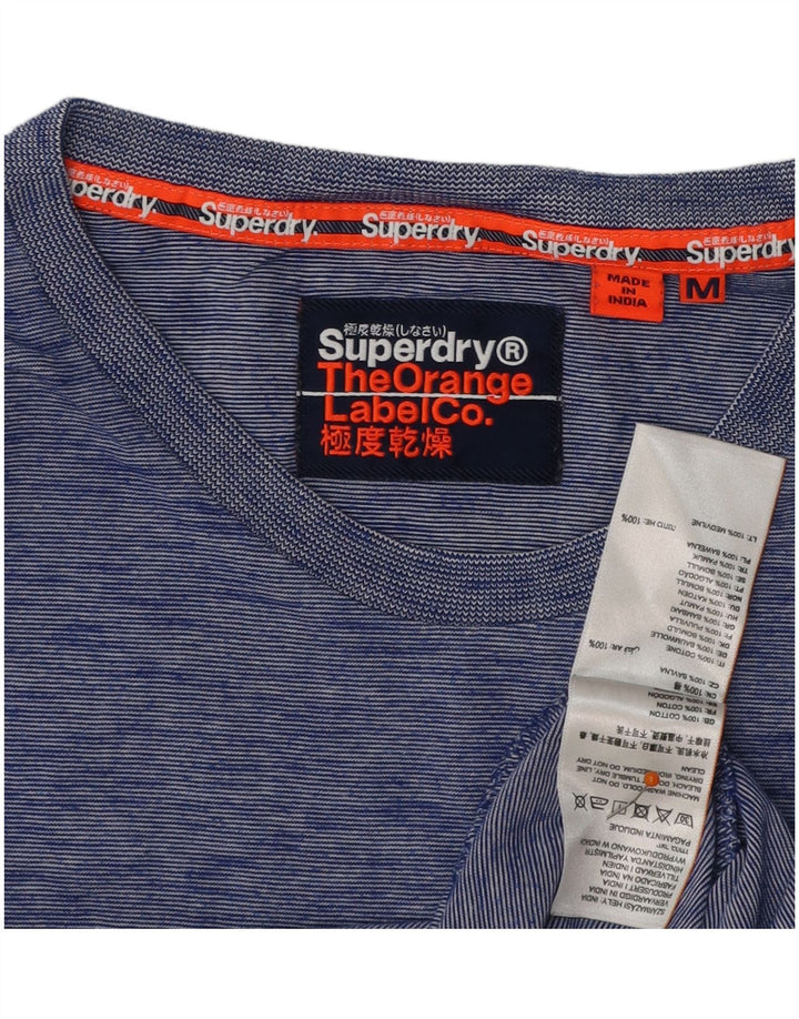 T-shirt da uomo SUPERDRY Top in cotone screziato blu medio