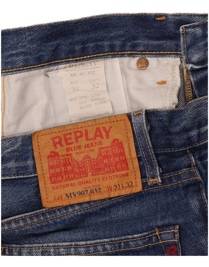 REPLAY Jeans da uomo a gamba larga W31 L32 in cotone blu