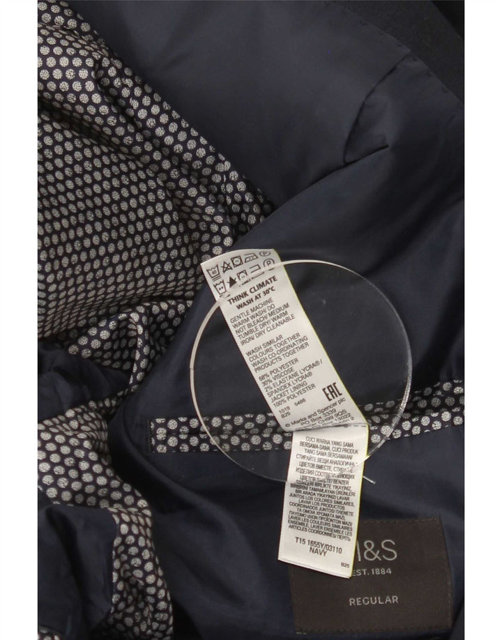 Giacca blazer corta da uomo Marks & Spencer a 2 bottoni UK 44 2XL Blu navy