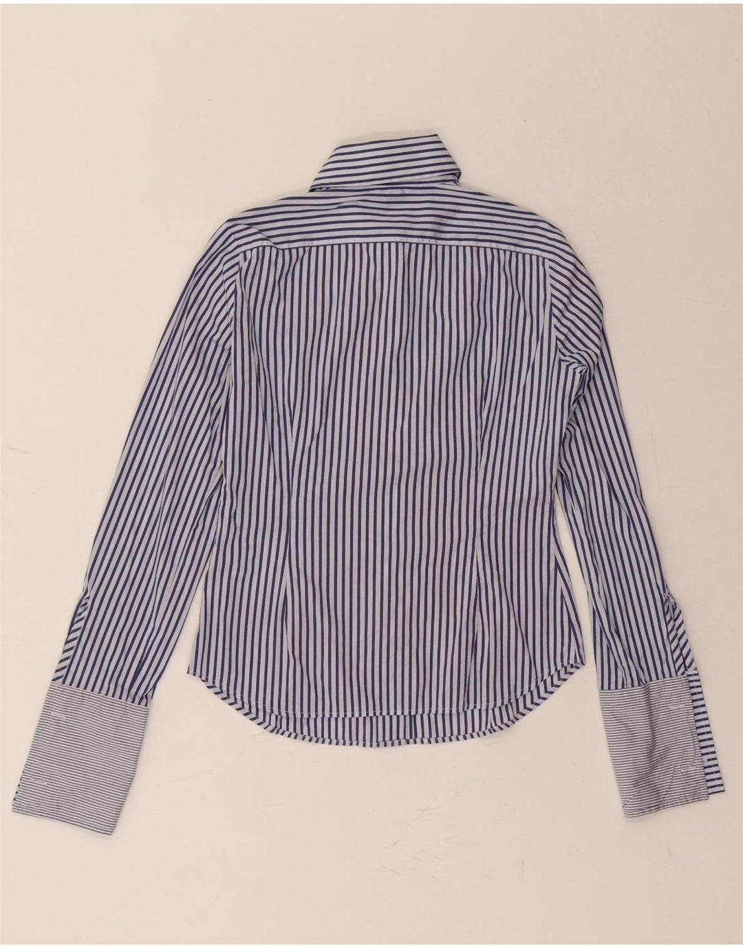 HENRY COTTONS Womens Graphic Formal Shirt EU 38 Medium Navy Blue Pinstripe Vintage Henry Cottons and Second-Hand Henry Cottons from Messina Hembry 