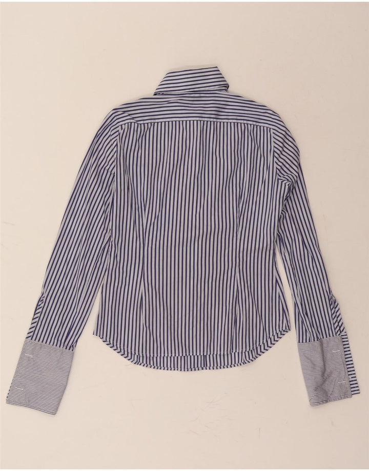 HENRY COTTONS Womens Graphic Formal Shirt EU 38 Medium Navy Blue Pinstripe Vintage Henry Cottons and Second-Hand Henry Cottons from Messina Hembry 