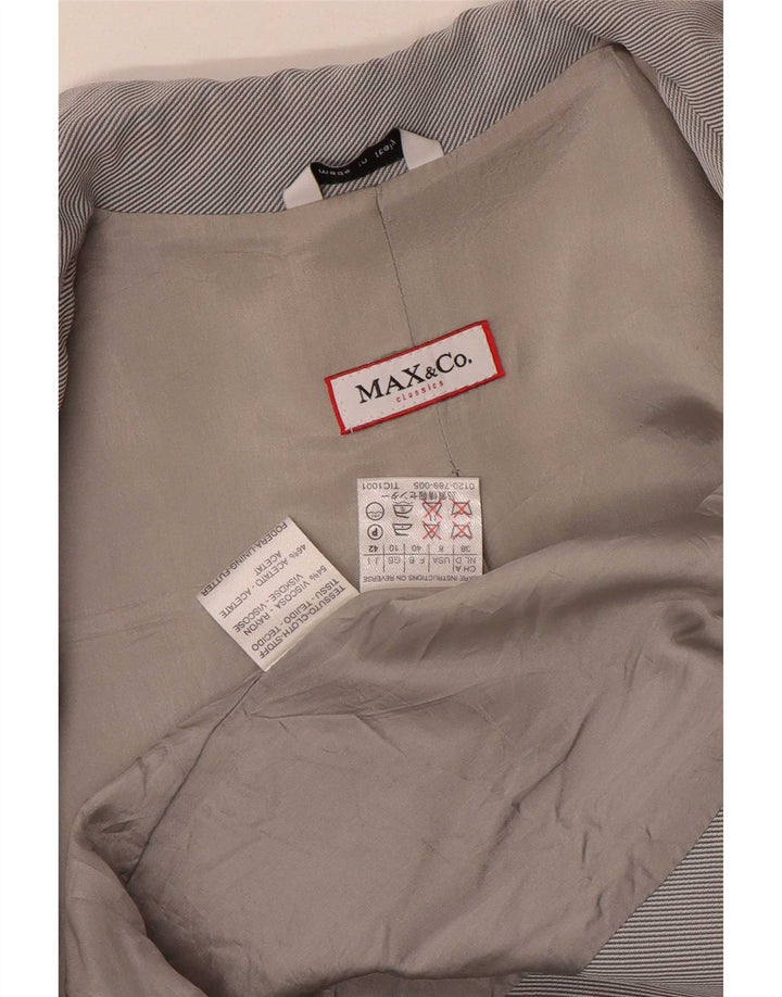 Giacca blazer a 3 bottoni lunga da donna Max & Co. UK 10 piccola viscosa grigia