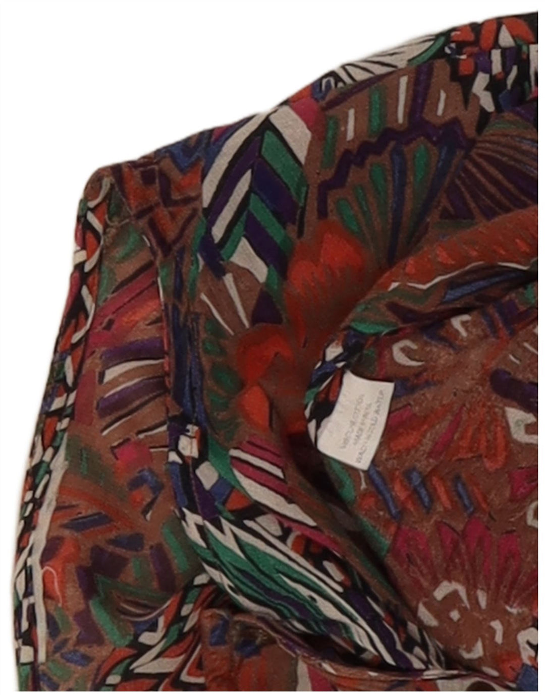 Camicetta camicia vintage da donna con motivo astratto UK 14 grande multicolore