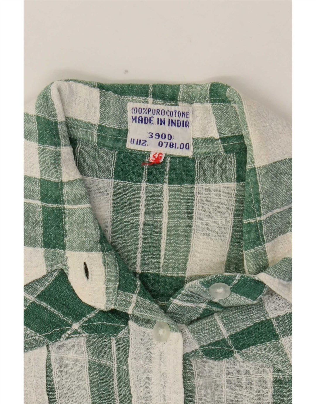 Camicia da donna vintage UK 14 cotone a quadri verde medio