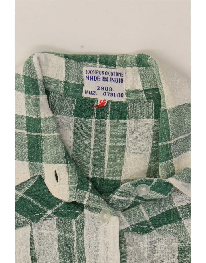 Camicia da donna vintage UK 14 cotone a quadri verde medio