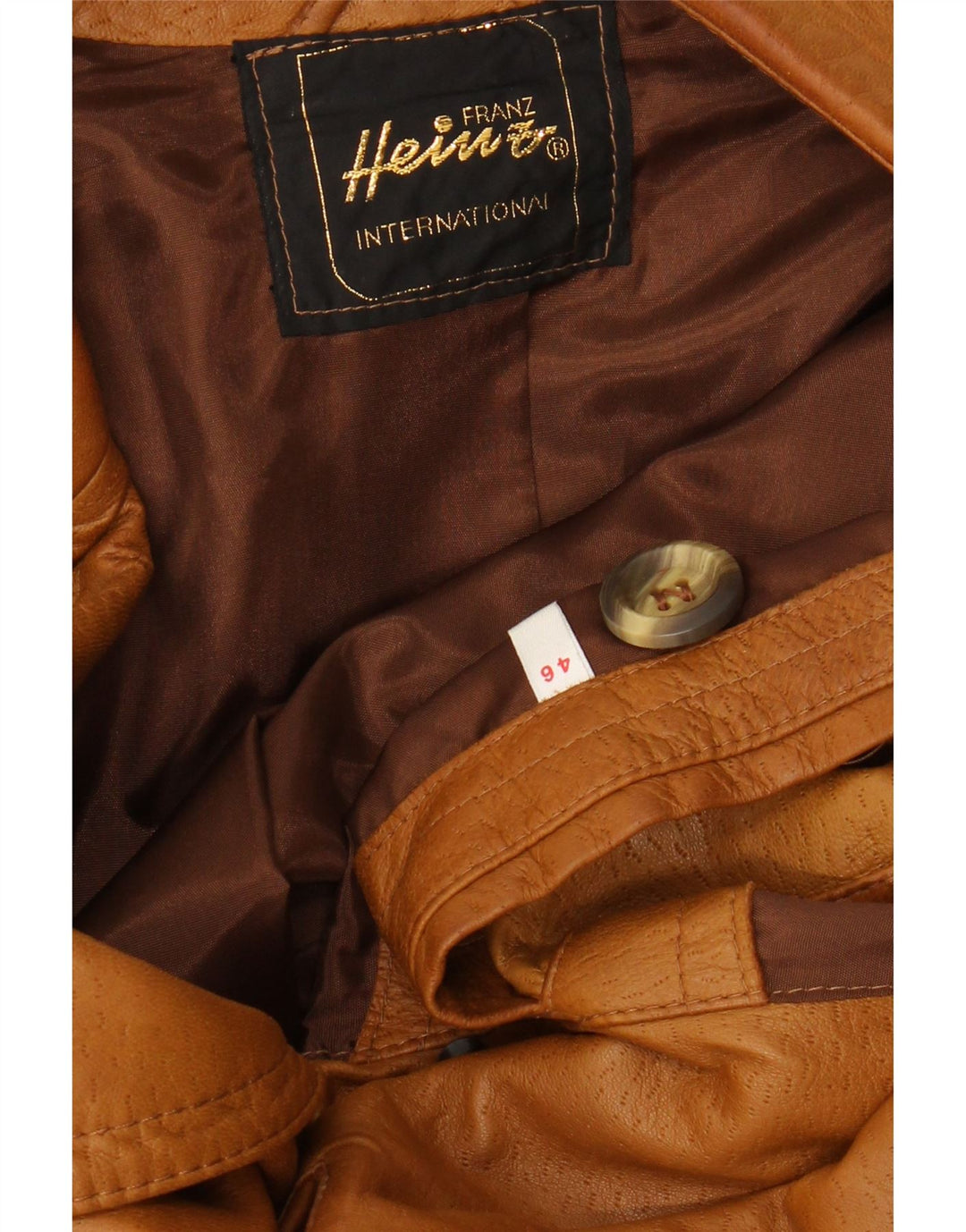 Cappotto in pelle militare da uomo VINTAGE EU 46 piccolo beige