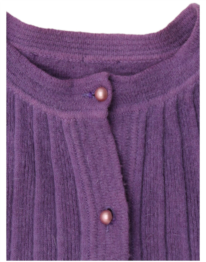 Maglione cardigan da donna VINTAGE UK 14 viola medio