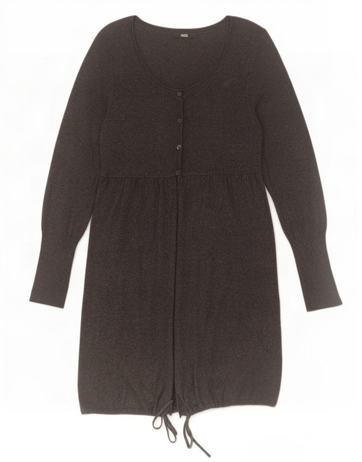 Maglione cardigan lungo da donna Marks & Spencer UK 10 piccolo in viscosa grigia