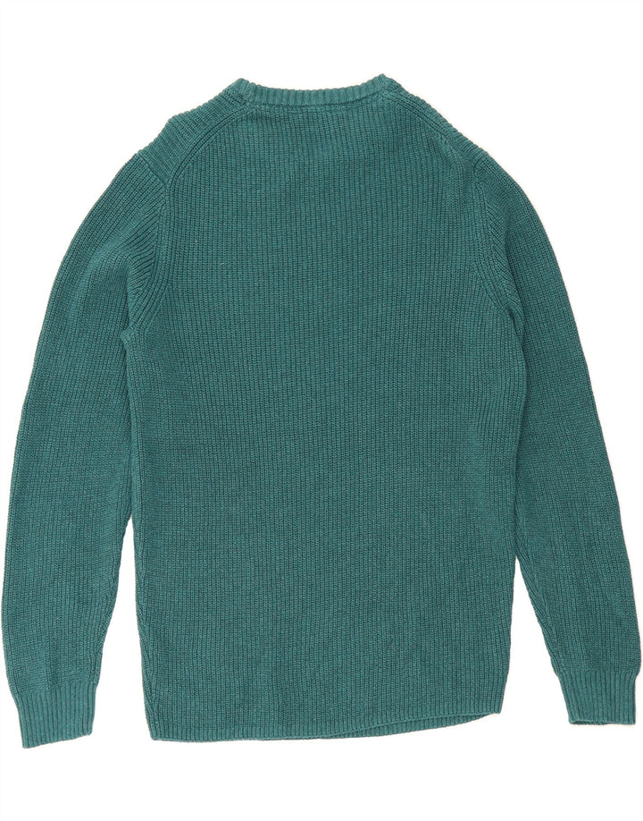 CREW CLOTHING Mens Boat Neck Jumper Sweater Medium Green Cotton Vintage Crew Clothing and Second-Hand Crew Clothing from Messina Hembry 