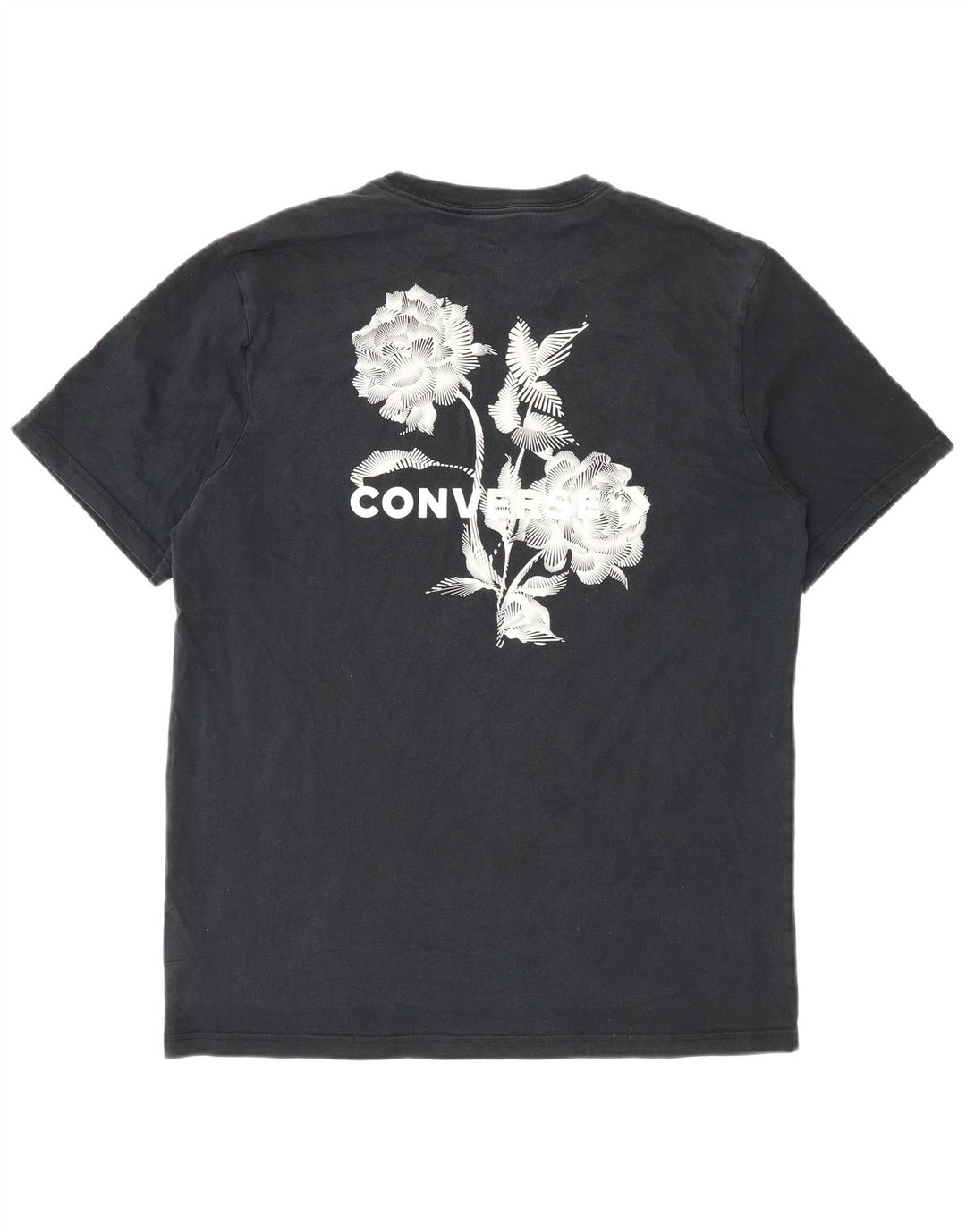 T-shirt grafica da uomo Converse Top grande in cotone nero