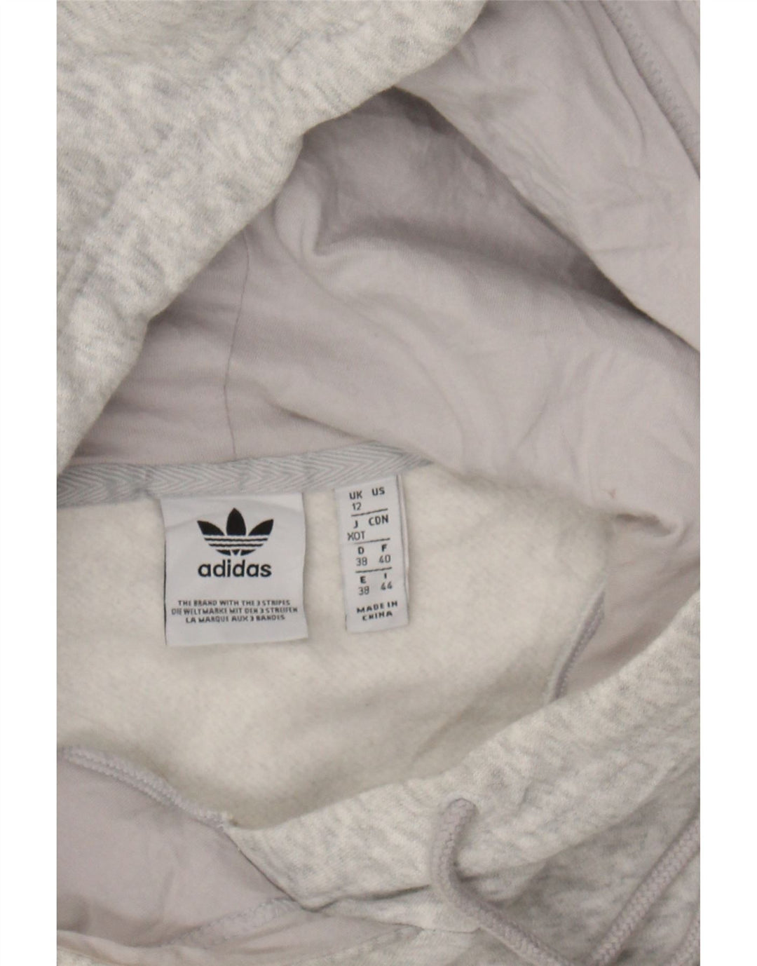 ADIDAS Womens Oversized Hoodie Jumper UK 12 Medium  Grey Cotton Vintage Adidas and Second-Hand Adidas from Messina Hembry 