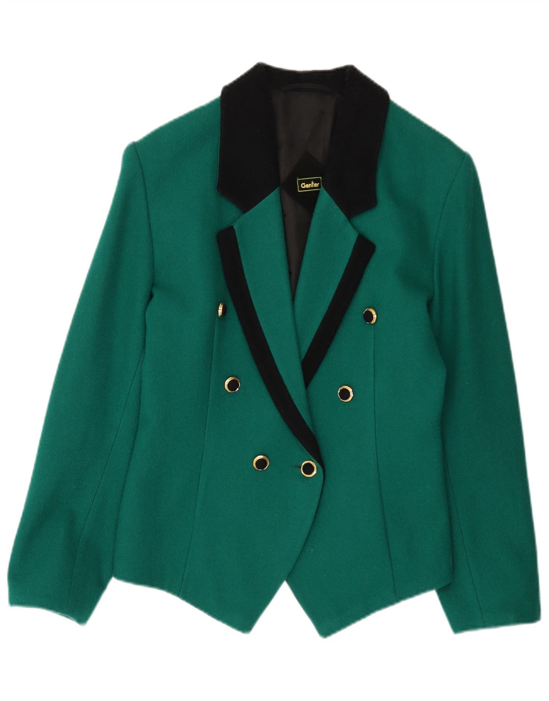 Giacca blazer doppiopetto vintage da donna UK 14 verde medio