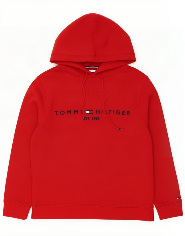 Maglione con cappuccio grafico da uomo Tommy Hilfiger piccolo in cotone rosso