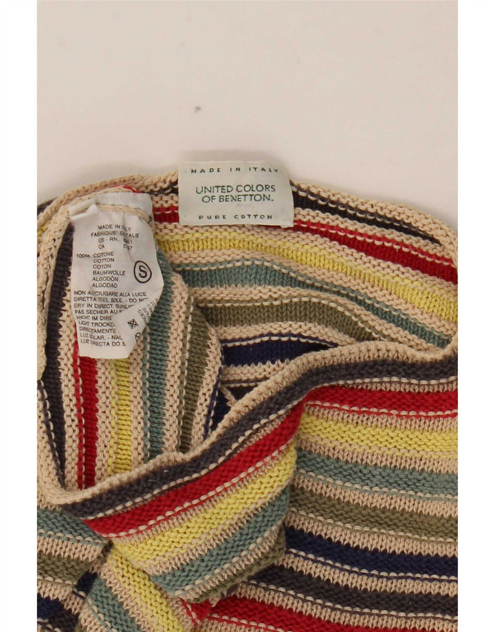 Maglione maglione con scollo a barca da donna Benetton UK 10 piccolo multicolore