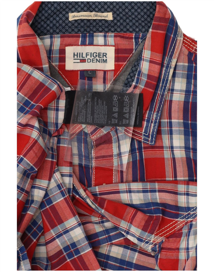 TOMMY HILFIGER Camicia da bambino 15-16 anni in cotone a quadri rossi grandi