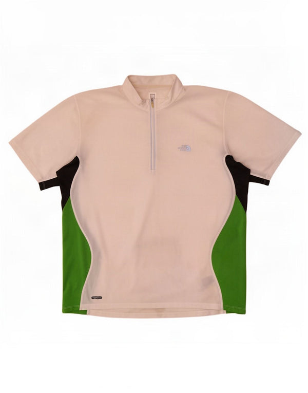 The North Face T-shirt da uomo con zip e collo Top XL Poliestere color block bianco