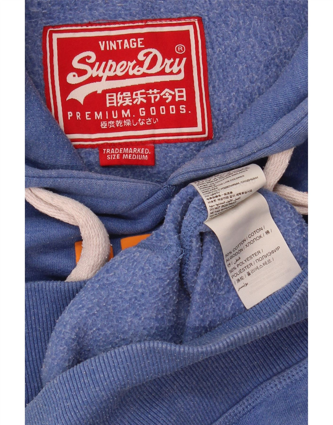 Maglione con cappuccio grafico da uomo Superdry in cotone blu medio