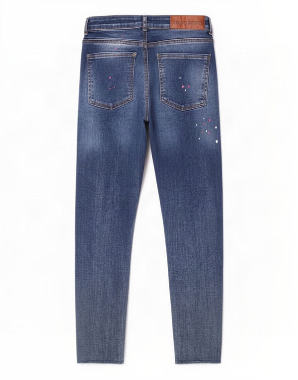 Jeans slim da donna Desigual W26 L25 cotone maculato blu