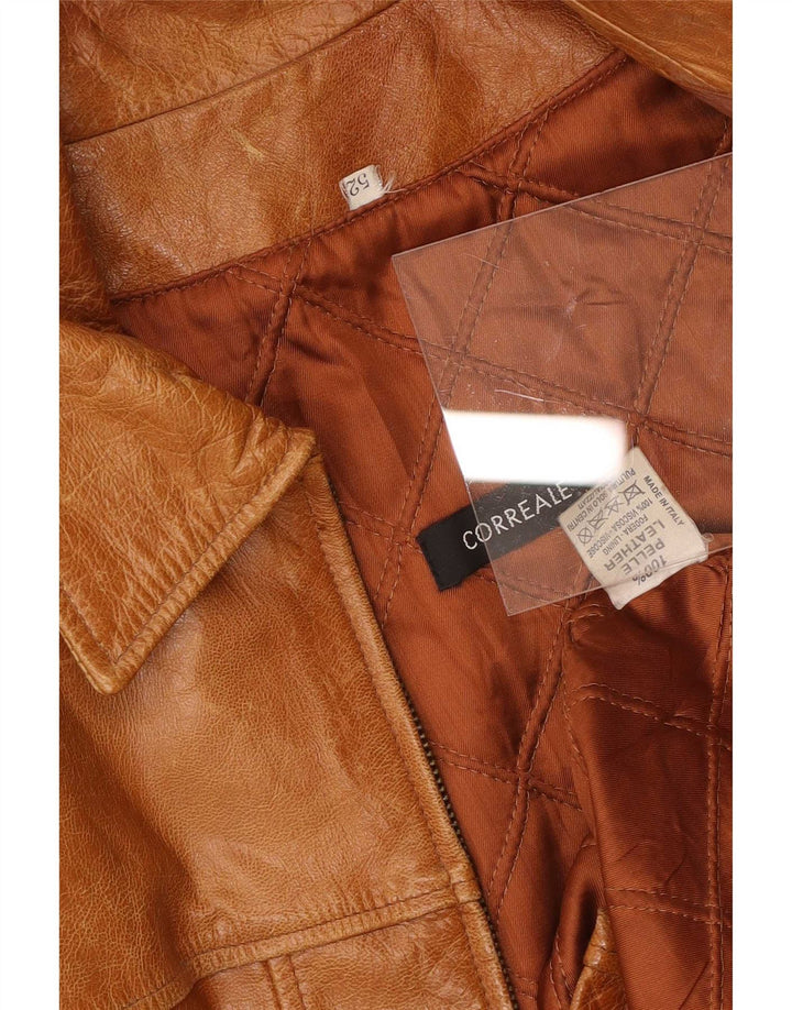 Giacca in pelle vintage da uomo IT 52 XL Marrone