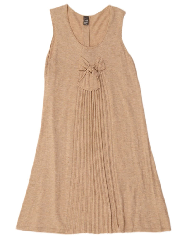 Abito a trapezio senza maniche per bambina Zara 13-14 anni in viscosa beige