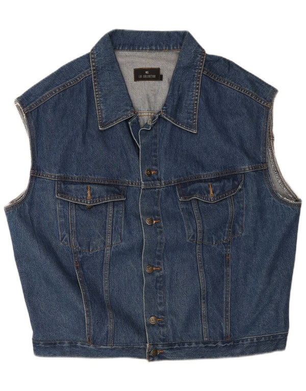 Gilet in denim vintage da uomo UK 46 3XL blu