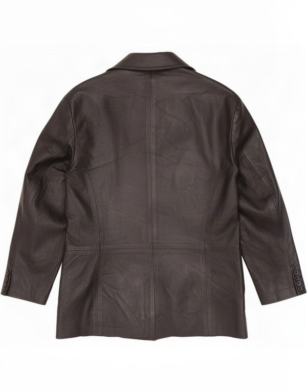 Giacca in pelle vintage da donna con maniche a 3/4 IT 50 XL Nera