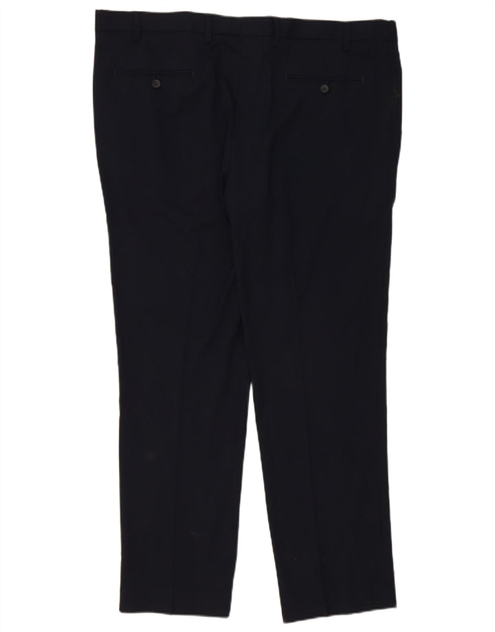 Pantaloni chino slim da uomo Marks & Spencer W42 L31 poliestere blu navy