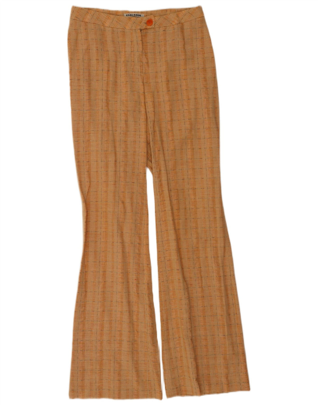 Pantaloni da abito vintage da donna bootcut IT 42 medi W28 L34 quadri arancioni