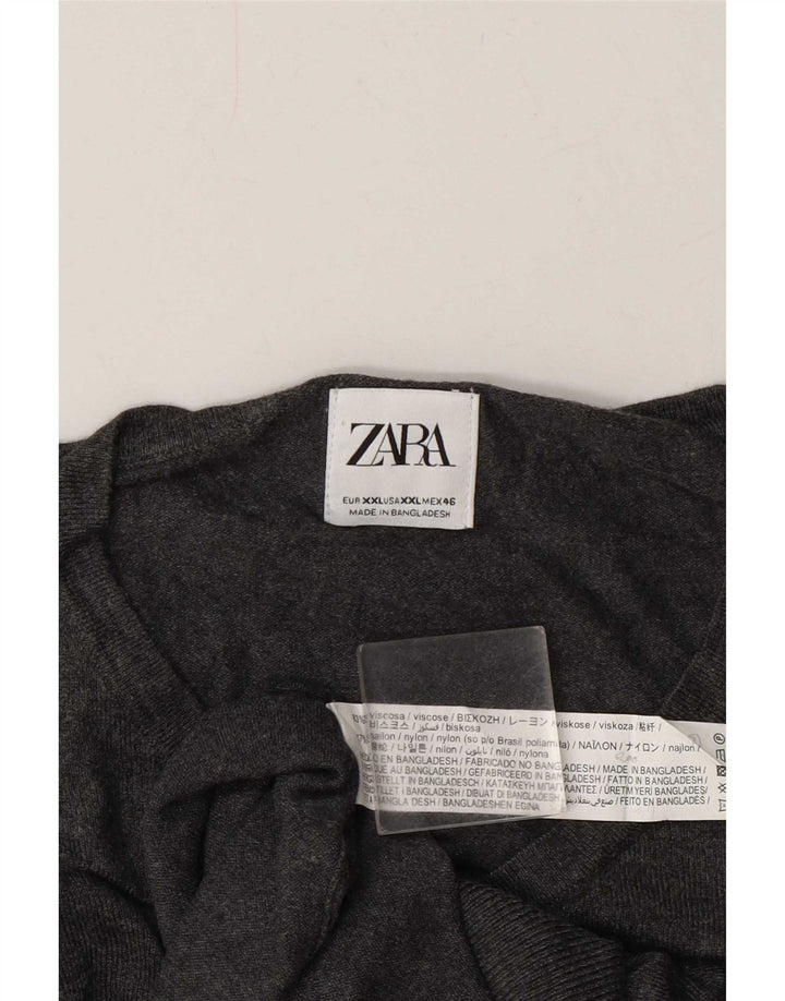 Maglione Zara da uomo con scollo a V 2XL in viscosa grigia