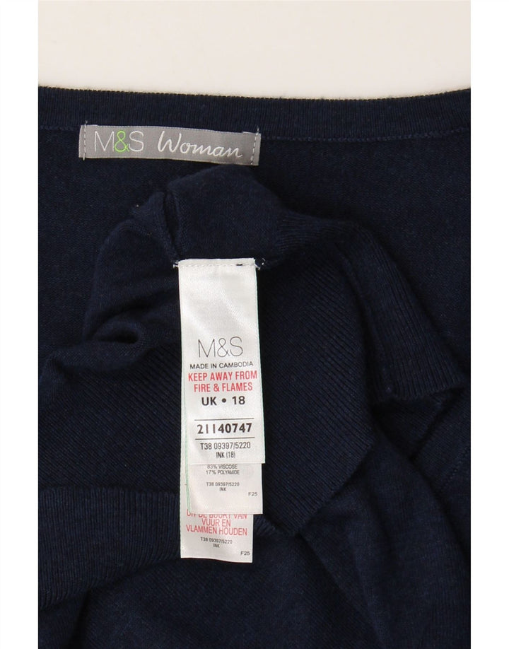 Maglione cardigan da donna Marks & Spencer UK 18 XL viscosa blu navy