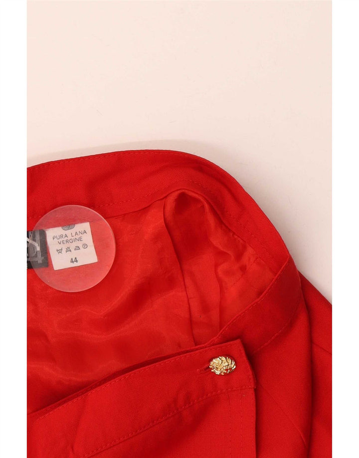 Gonna a portafoglio da donna vintage IT 44 media W28 lana vergine rossa