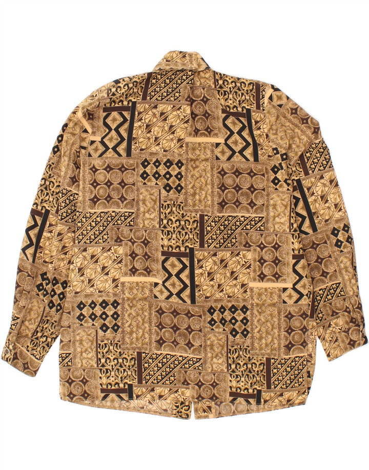 VINTAGE Womens Shirt UK 16 Large  Brown Patchwork Polyester Vintage Vintage and Second-Hand Vintage from Messina Hembry 