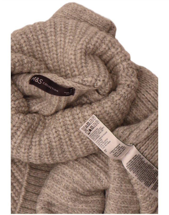 Canotta da donna Marks & Spencer con collo alto, UK 10, piccola, in poliestere grigio