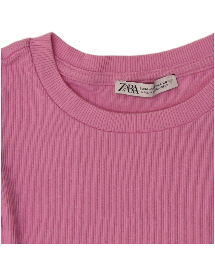 T-shirt corta da donna Zara UK 12 rosa medio