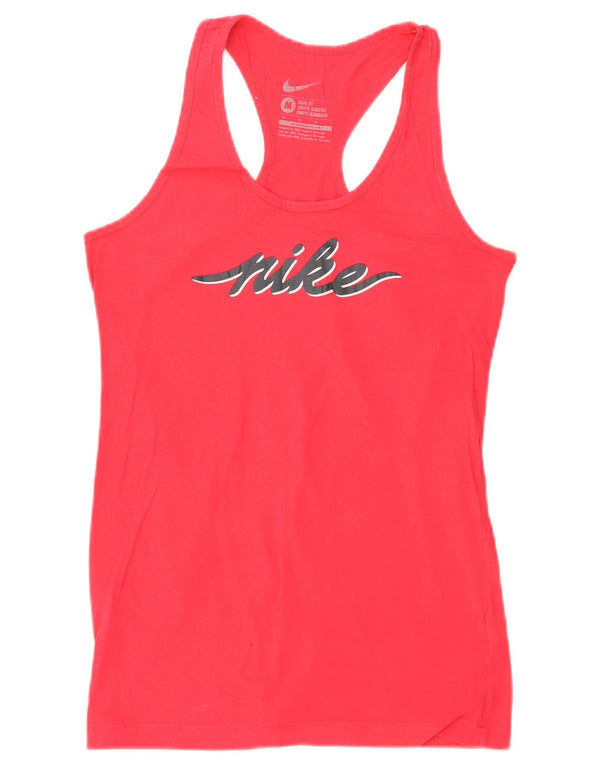 Canotta grafica Nike da donna slim fit UK 12 cotone rosa medio