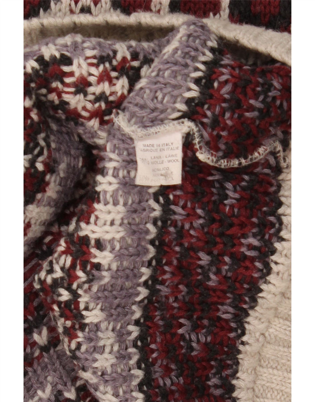 Maglione vintage da uomo con collo alto e lana Fair Isle multicolore medio