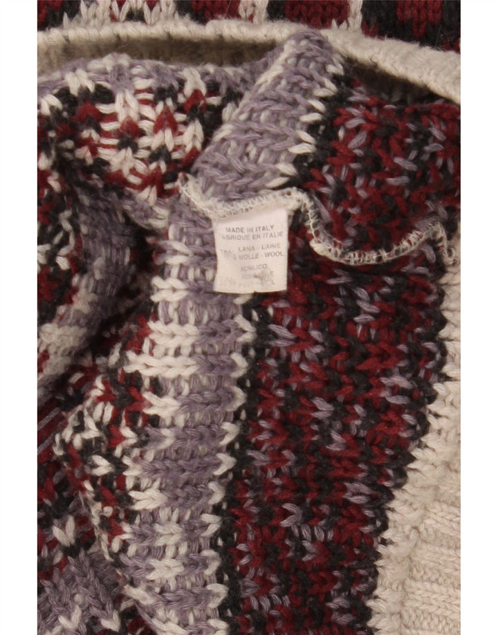 Maglione vintage da uomo con collo alto e lana Fair Isle multicolore medio