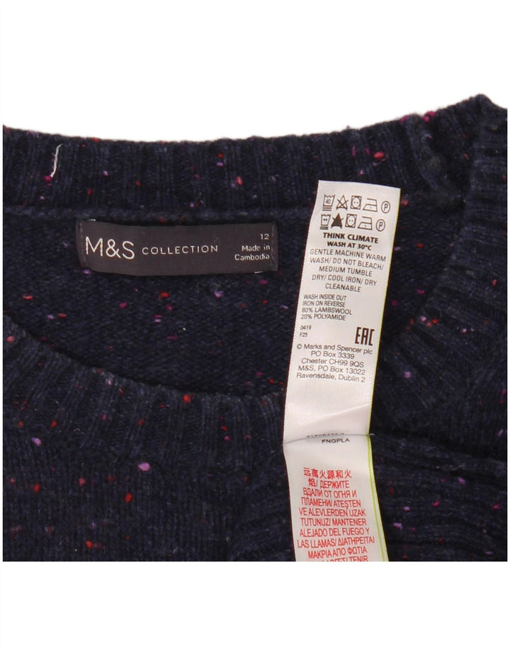Maglione maglione girocollo da donna Marks & Spencer UK 12 medio blu navy