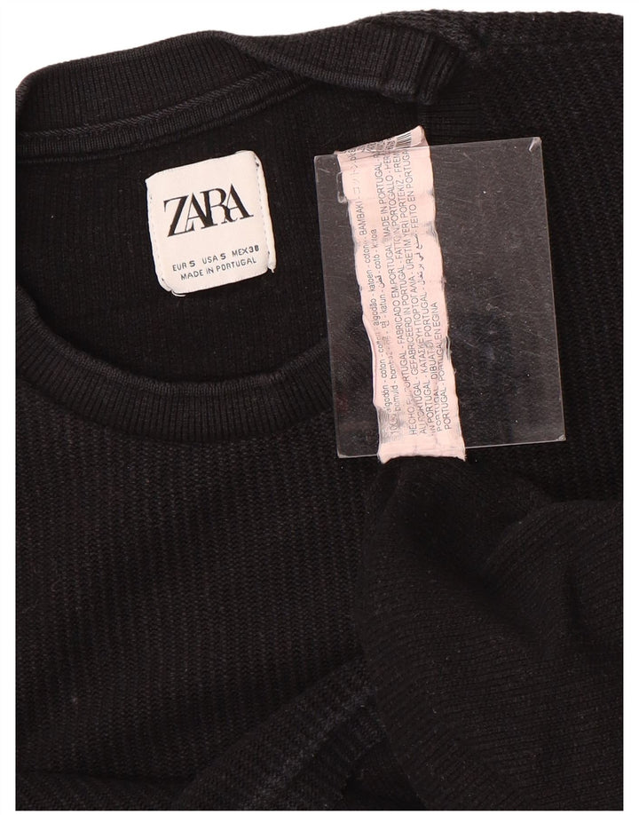 ZARA T-shirt Uomo Top Small Nera in Cotone