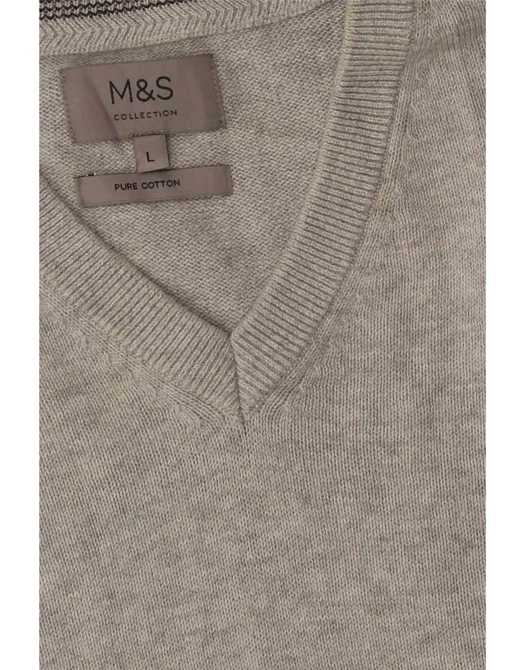 Maglione da uomo Marks & Spencer con scollo a V, grande cotone grigio